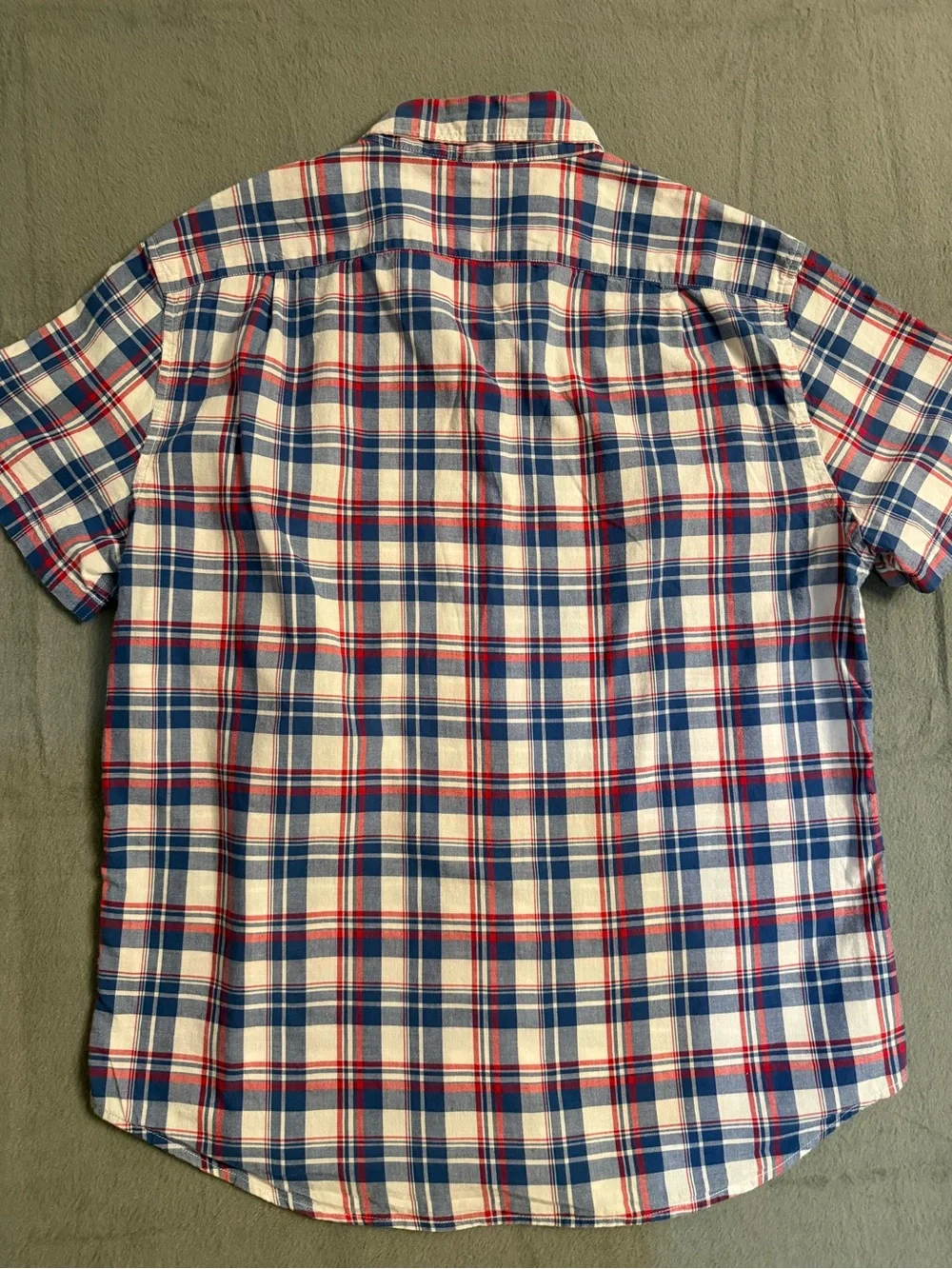 J. Crew Red, Blue & White Plaid Short-Sleeve Button-Down Shirt
